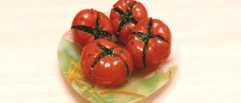 Рецепт фаршированных помидор с зеленью и чесноком быстрого приготовления